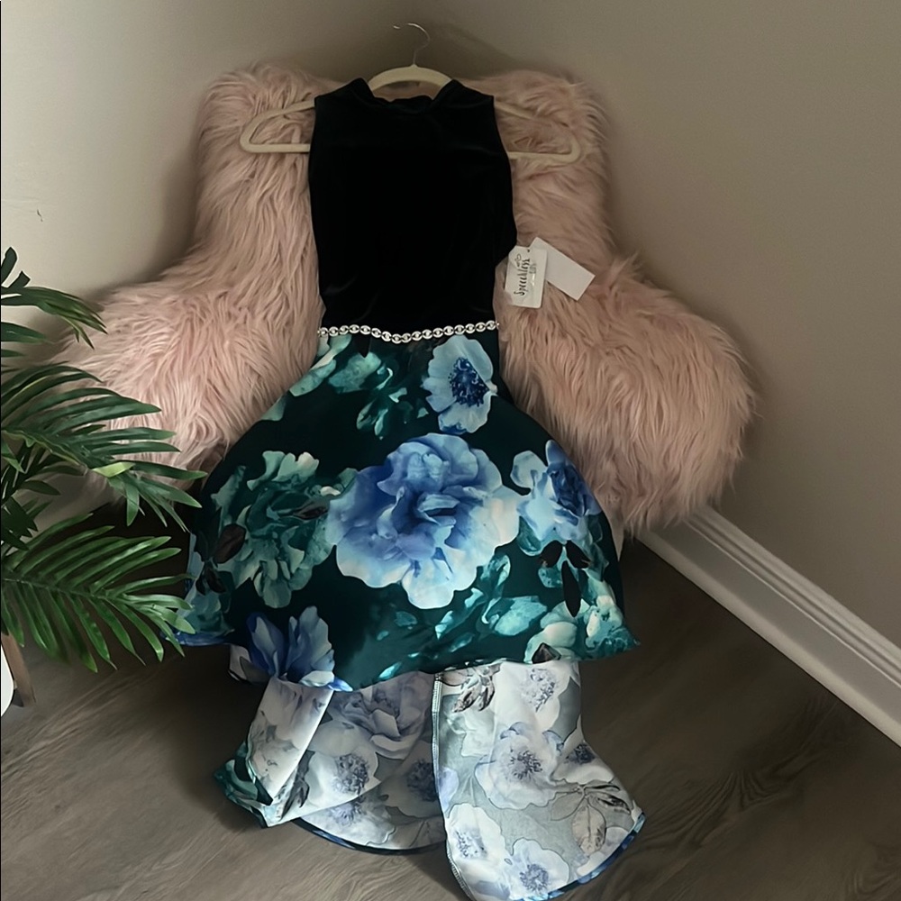 Speechless Kids Elegant Black and Blue Dress